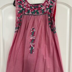 Mi Golondrina Pink Sleeveless Scoop Neck Sundress